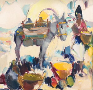Willem Jilts Pol (1905-1988) Market scene with Donkey - Lyklema Fine Art
