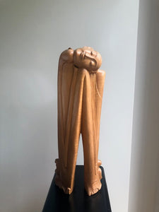 A Mid-century Bali Style Wooden Sculpture Depicting A Woman - Lyklema Fine Art