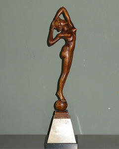 Alcide Mathieux (1906-1992) wooden sculpture of a female nude - Lyklema Fine Art