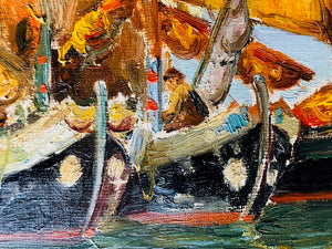 Umberto Zini, Moored sailing vessels, Venice - Lyklema Fine Art