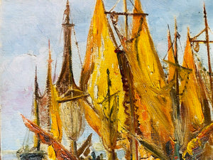Umberto Zini, Moored sailing vessels, Venice - Lyklema Fine Art