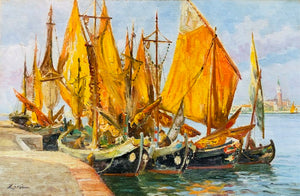 Umberto Zini, Moored sailing vessels, Venice