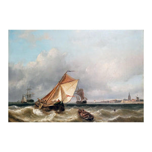 Christiaan Lodewijk Willem Dreibholtz  'A seascape with a town in the distance' - for sale at Lyklema Fine Art