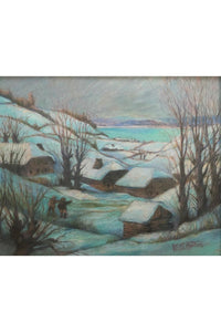 William Samuel Horton, Figures on a path in a winter landscape, possibly Gstaad - for sale at Lyklema Fine Art