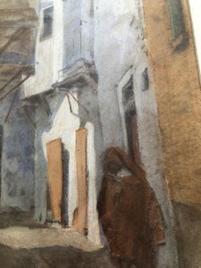 Jan van Ham, A Sunlit Street, possibly Morocco, pastel - for sale at Lyklema Fine Art