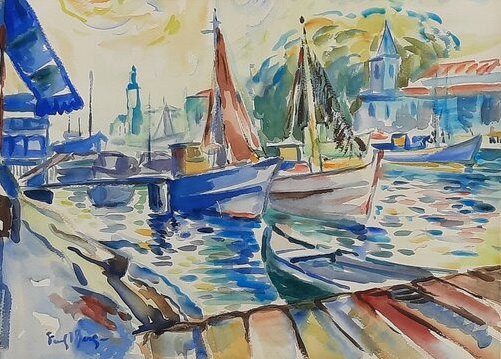 Freek van den Berg, The harbour of Palavas - Lyklema Fine Art
