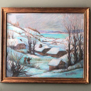 William Samuel Horton, Figures on a path in a winter landscape, possibly Gstaad - for sale at Lyklema Fine Art