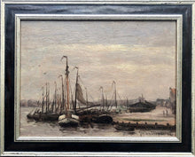 Afbeelding in Gallery-weergave laden, Joseph van de Wall Perné, Moored Boats, oil on panel - for sale at Lyklema Fine Art
