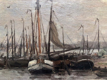 Afbeelding in Gallery-weergave laden, Joseph van de Wall Perné, Moored Boats, oil on panel - for sale at Lyklema Fine Art
